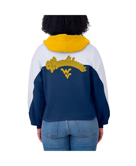 Женская толстовка с капюшоном на молнии в цветоблоке West Virginia Mountaineers темно-синего цвета от Erin Andrews. navy