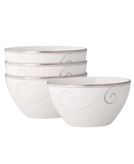 Набор рисовых пиал Noritake Platinum Wave 4 шт., 650 мл, белые