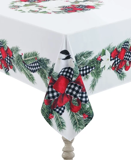 Скатерть Laural Home Christmas Trimmings, черно-белая