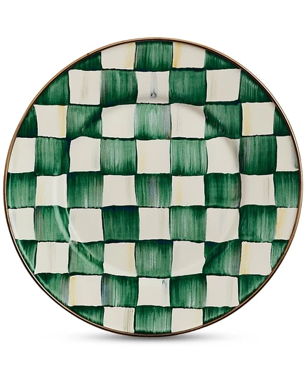 Салатная тарелка Mackenzie-Childs Emerald Check, 20 см, зеленая