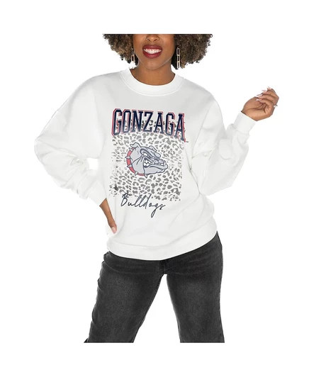 Женская белая толстовка-пуловер с открытыми плечами из флиса Gonzaga Bulldogs от Gameday Couture белого цвета white