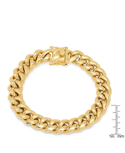 Мужской браслет Steeltime Miami Cuban с позолотой 18K, золотой