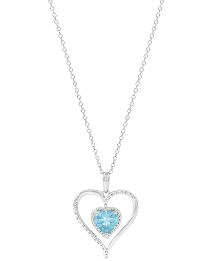 Подвеска Macy's «Сердце» 46 см, позолоченное серебро, синяя