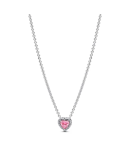 Женское ожерелье pandora pink heart, серебро