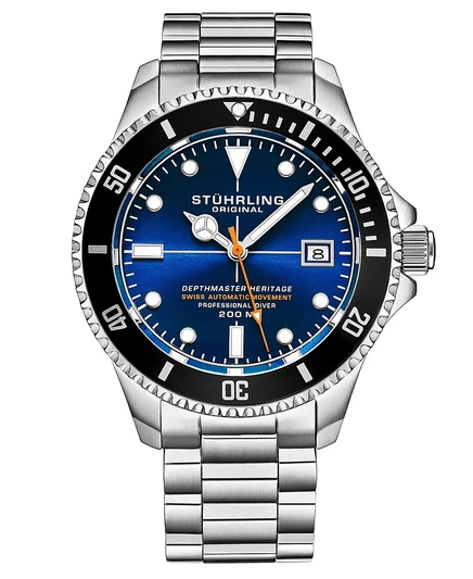 Мужские часы Stuhrling Depthmaster 42 мм, автомат, синие
