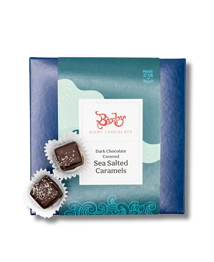 Подарочная коробка из молочного шоколада с морской соленой карамелью Bixby Chocolate, 18 штук