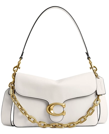 Женская сумка Coach Chain Tabby Medium кожаная, белая