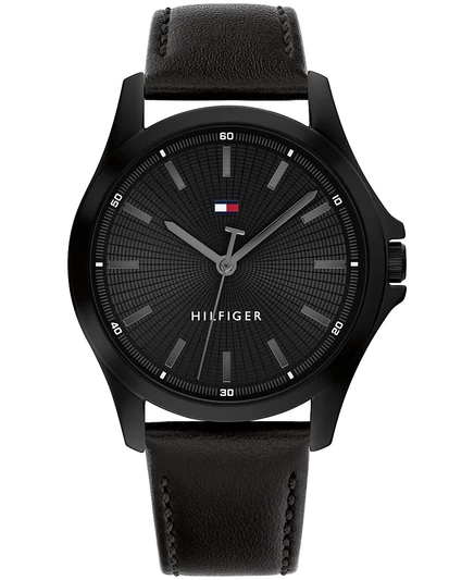 Мужские часы Tommy Hilfiger 43 мм, кожаный ремешок, черные