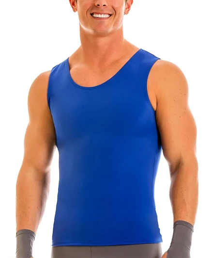 Instaslim Men's Big & Tall Compression Activewear Muscle Tank Top blue