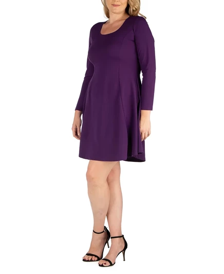 Женское платье 24seven Comfort Apparel расклешенное, фиолетовое