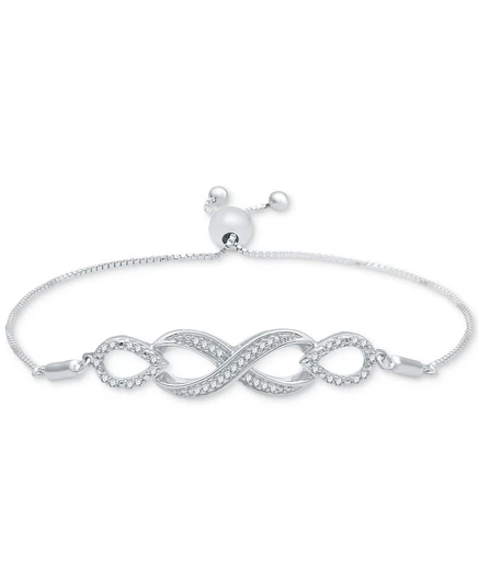 Браслет Macy's Diamond Infinity Bolo 1/6 карат, серебро 925 пр.