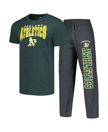 Мужской комплект для сна Concepts Sport Meter, Oakland Athletics, антрацит/зеленый