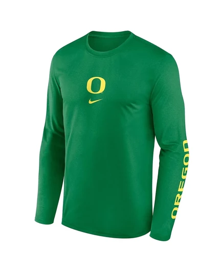 Мужская футболка с длинным рукавом Nike Green Oregon Ducks Prime Time Center Lockup, ставшая легендой о двух хитах green