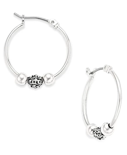 Серьги-кольца из бисера Lauren Ralph Lauren серебряные