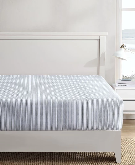 Простыня Nautica Beaux Stripe Queen на резинке, синяя