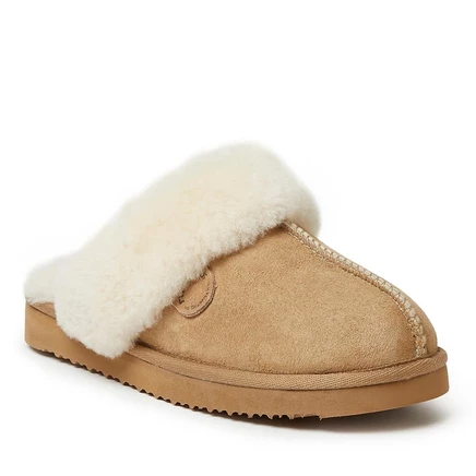 Женские тапочки Dearfoams Fireside Sydney из натуральной овчины, бежевые