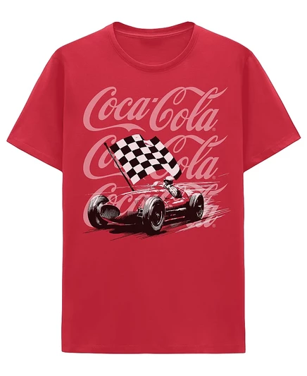Мужская футболка Coca-Cola Racing с коротким рукавом и круглым вырезом Hybrid Apparel, красная