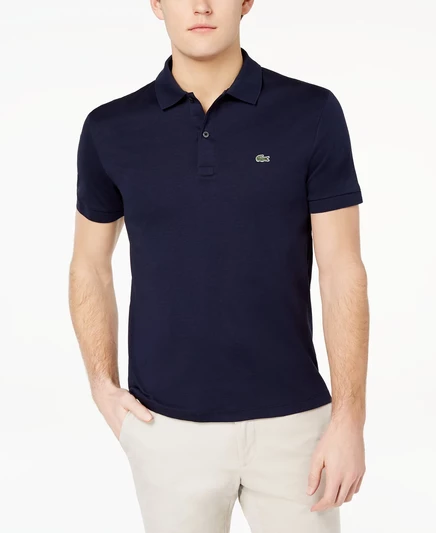 Мужское поло Lacoste обычного покроя с мягким на ощупь коротким рукавом 166 - navy blue