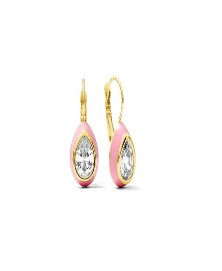 Серьги Alv Jewels Enamel Cz Pear Drop, розовые