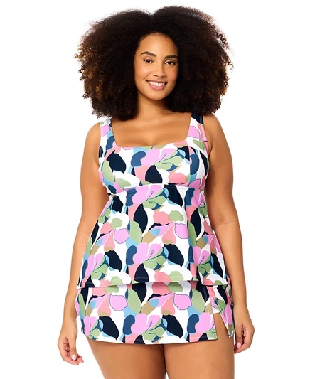 Топ-танкини Raisins Curve Plus Size Straya с квадратным вырезом горловины, белый