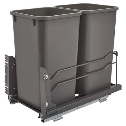 Двойное выдвижное ведро Rev-A-Shelf 2×26 л, серое