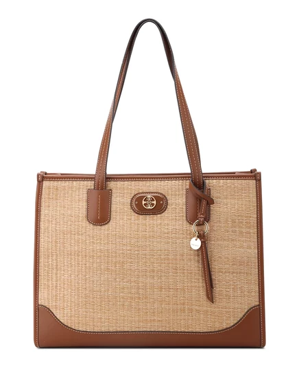 Дизайнерская сумка-тоут Ely через плечо natural straw saddle tan