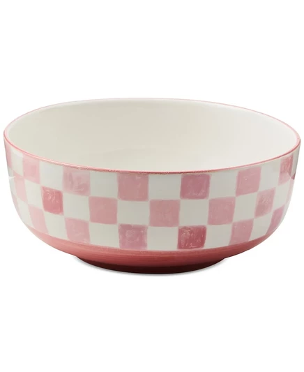 Сервировочная миска Mackenzie-Childs Pink Check 3,3 л, розовая