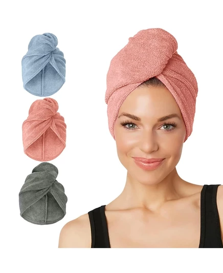Turbie Twist, 3 упаковки полотенец для волос из микрофибры, для прямых, волнистых и вьющихся волос серого, голубого и розового цветов, быстросохнущих черных, синих и красных