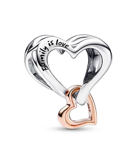 Двухцветный ажурный шарм Infinity Heart из стерлингового серебра Pandora в виде сердца бесконечности.