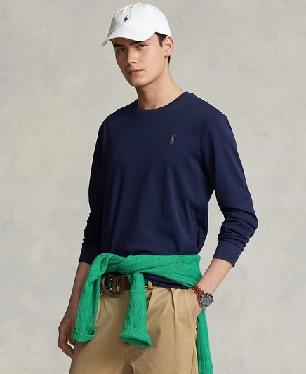 Мужская приталенная футболка Polo Ralph Lauren из мягкого хлопка на заказ refined navy