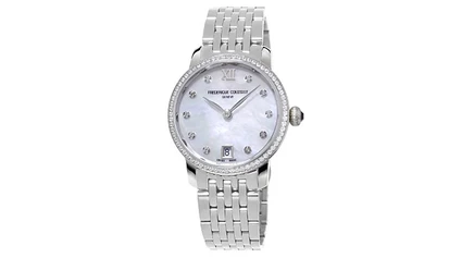 Женские часы Frederique Constant Slimline 30 мм с бриллиантами, серебристые
