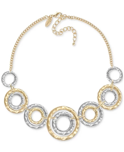 Эффектное двухцветное колье Style & Co из чеканных звеньев, удлинитель 18 дюймов + 3 дюйма, эксклюзивно в Macy's