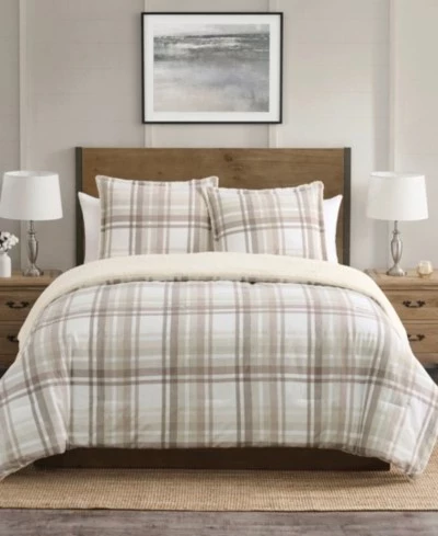 Комплект одеяла VCNY Home Plaid, фланель и шерпа