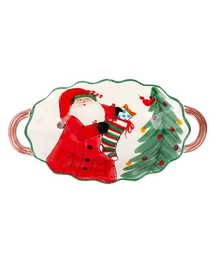 Миска Vietri Old St. Nick овальная с ручками, красная