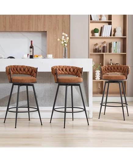 Барные стулья DYHOME, 3 шт., 71 см, поворотные, коричневые