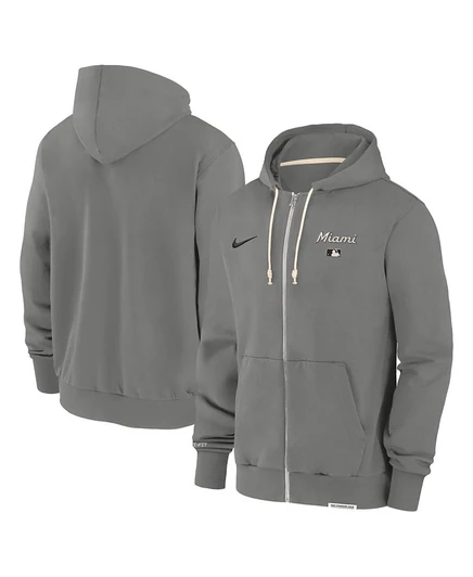 Мужская худи Nike Authentic Collection Miami Marlins на молнии, серая