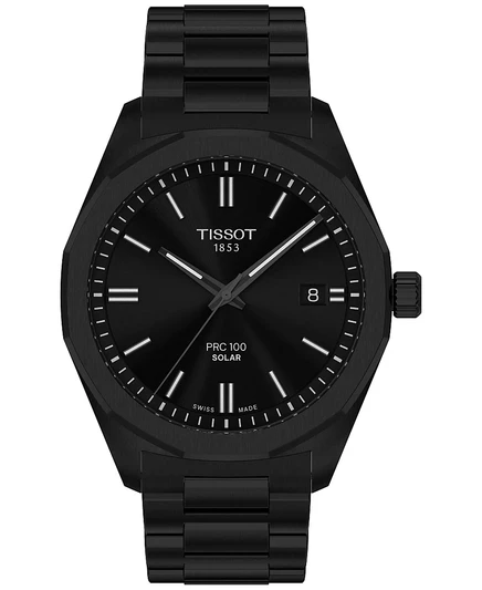Мужские часы Tissot PRC 100 Solar 39 мм, черные