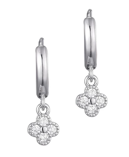Серьги Adornia Mini Clover с цирконием, серебристые