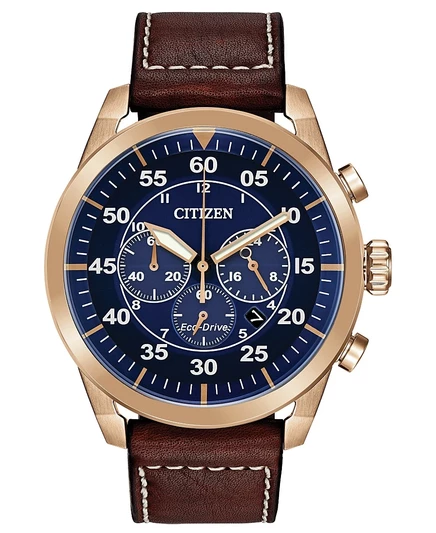 Мужские часы Citizen Avion 48 мм Eco-Drive, коричневые