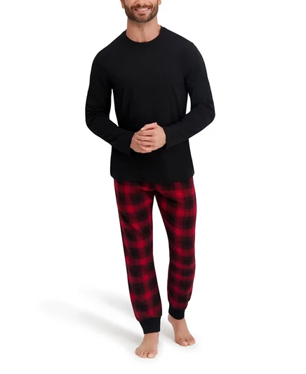 Мужской пижамный комплект Hanes, фланель, красный
