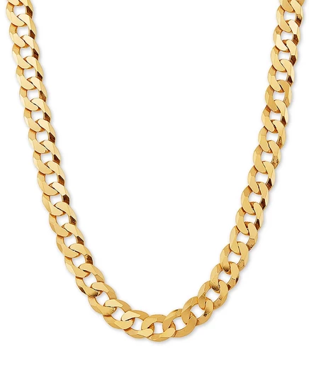 Мужская цепь Italian Silver Curb Link, золотистая