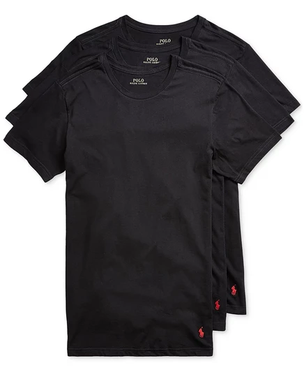 Мужские футболки Polo Ralph Lauren 3 шт. облегающие, черные