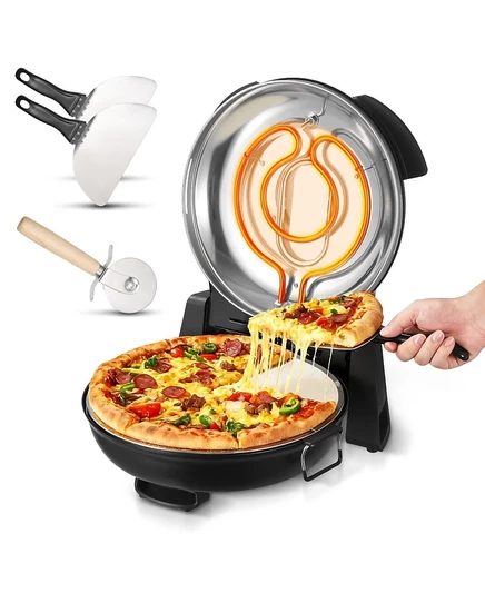 Электропечь для пиццы Mecale 30,5 см, 1200 Вт, кордиерит, черная