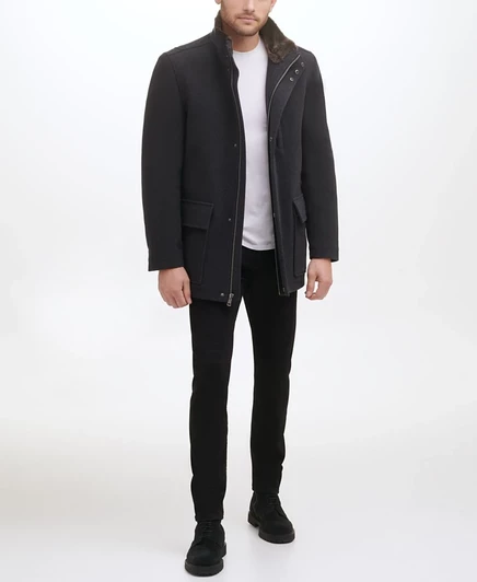 Мужское шерстяное плюшевое автомобильное пальто Cole Haan gray