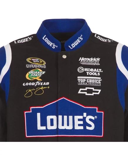 Мужская черная саржевая униформа водителя Jimmie Johnson Lowe's от JH Design, куртка на молнии black, royal