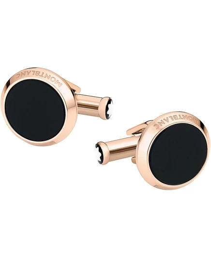 Мужские запонки Montblanc Meisterstück из нержавеющей стали красного золота с инкрустацией ониксом золотые