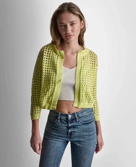Миниатюрный кардиган-джемпер DKNY Jeans с открытыми плечами и открытой строчкой