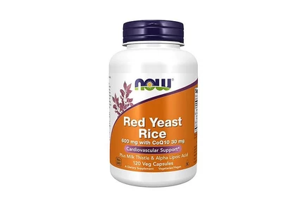Добавка NOW Foods Red Yeast Rice с CoQ10, 120 вег. капсул, белая