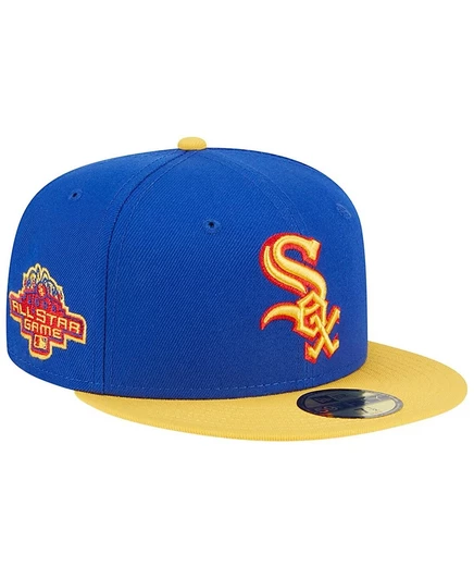 Мужская приталенная шляпа New Era Royal, желтая, Chicago White Sox Empire 59, синего цвета.