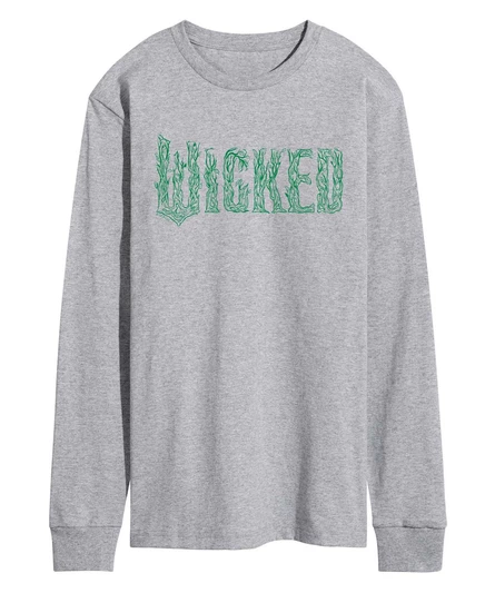 Мужская футболка с длинным рукавом с графическим принтом Wicked Part 2 Twisted Tree Branch и логотипом gray